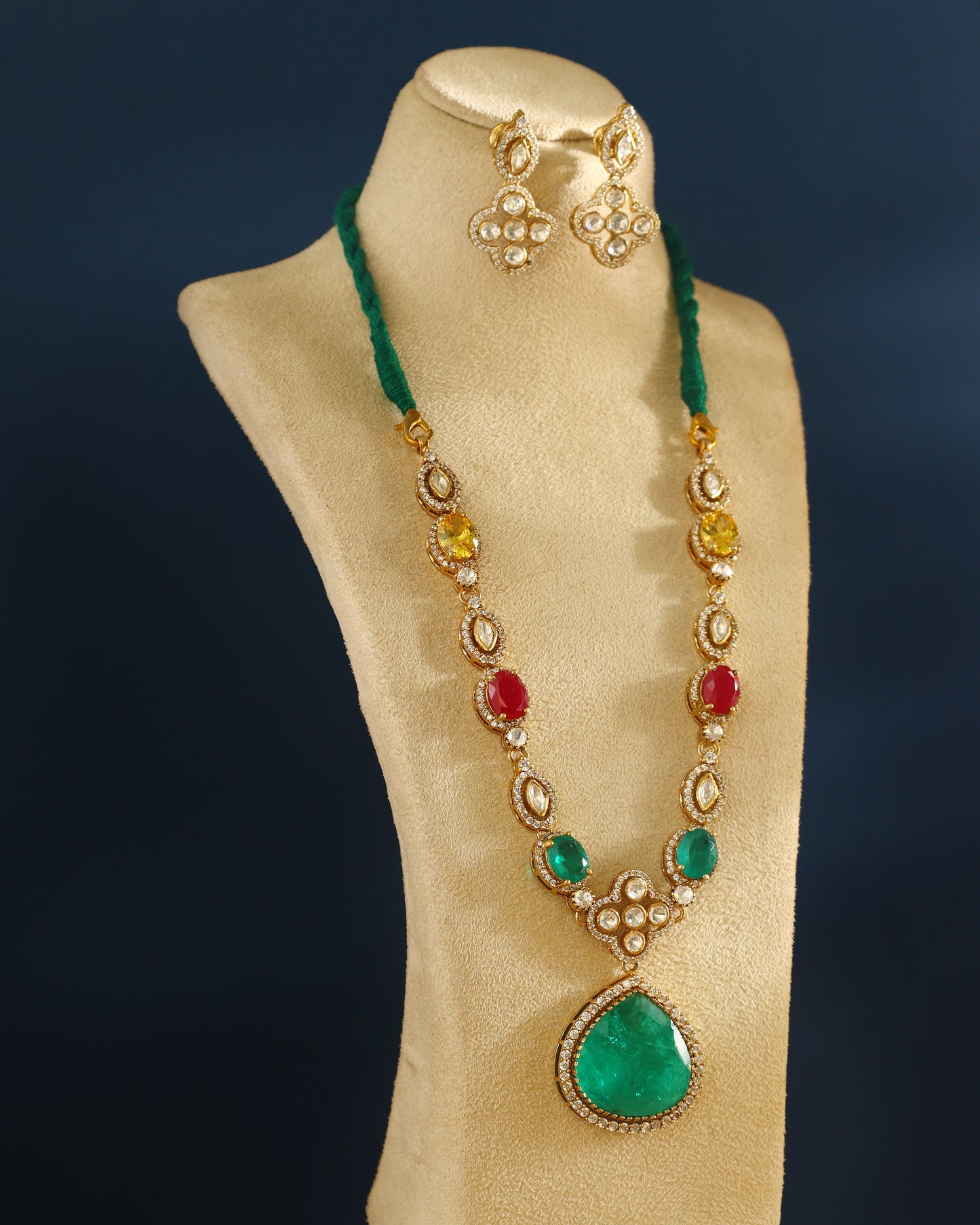 Handcrafted Necklace Set in 92.5 Silver with Moissanite