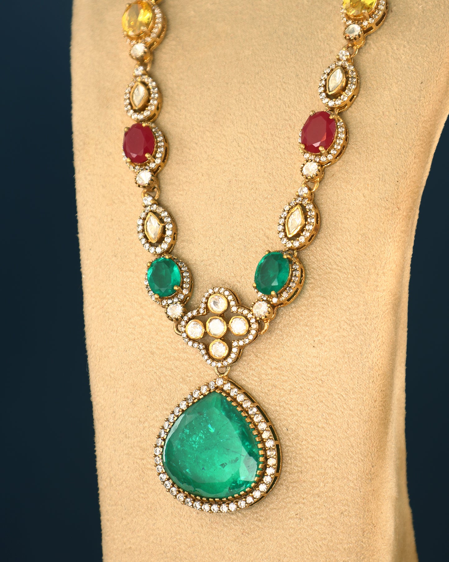 Handcrafted Necklace Set in 92.5 Silver with Moissanite