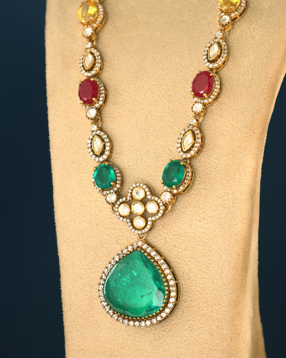 Handcrafted Necklace Set in 92.5 Silver with Moissanite