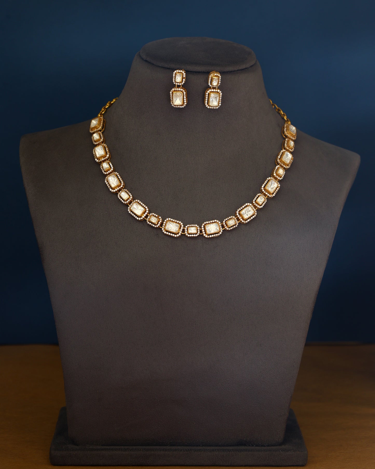 Handcrafted Necklace Set in 92.5 Silver with Moissanite
