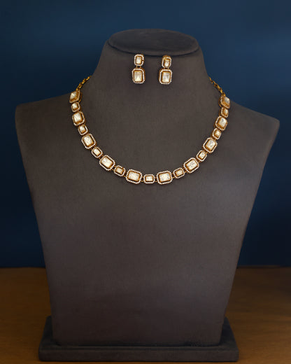 Handcrafted Necklace Set in 92.5 Silver with Moissanite