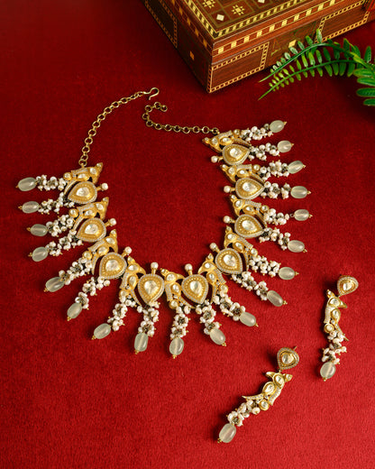 Handcrafted Necklace Set in 92.5 Silver with Moissanite