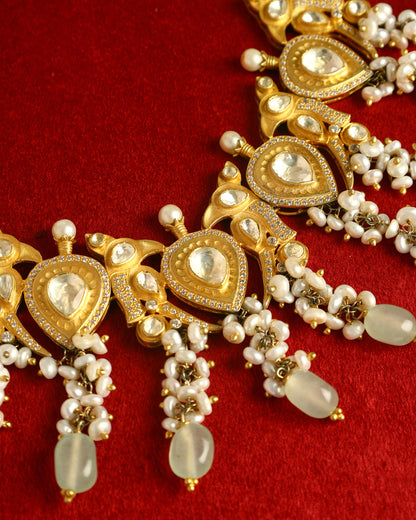Handcrafted Necklace Set in 92.5 Silver with Moissanite
