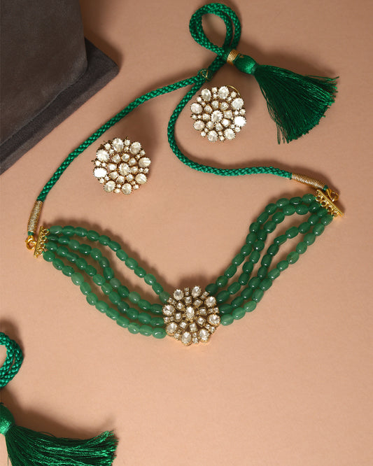 Handcrafted Necklace Set in 92.5 Silver with Moissanite