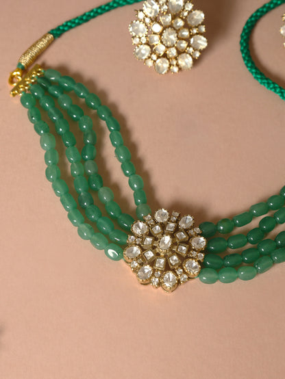 Handcrafted Necklace Set in 92.5 Silver with Moissanite