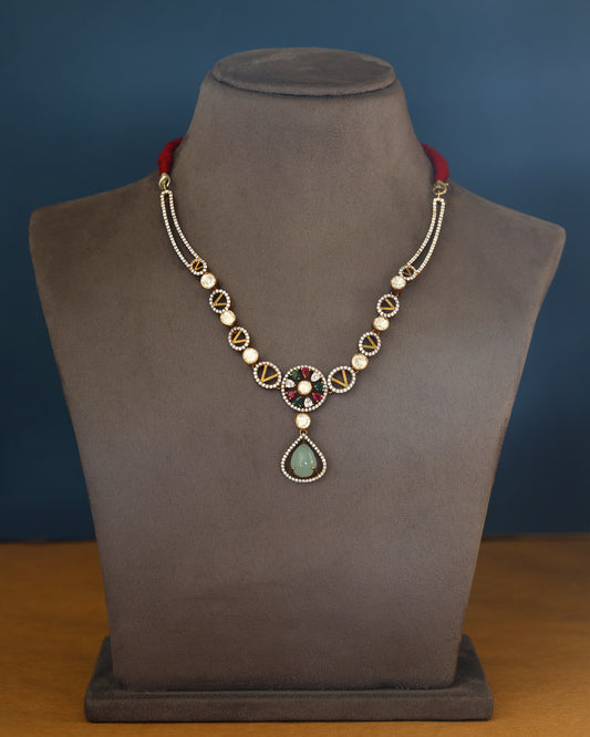 Handcrafted Necklace in 92.5 Silver with Moissanite