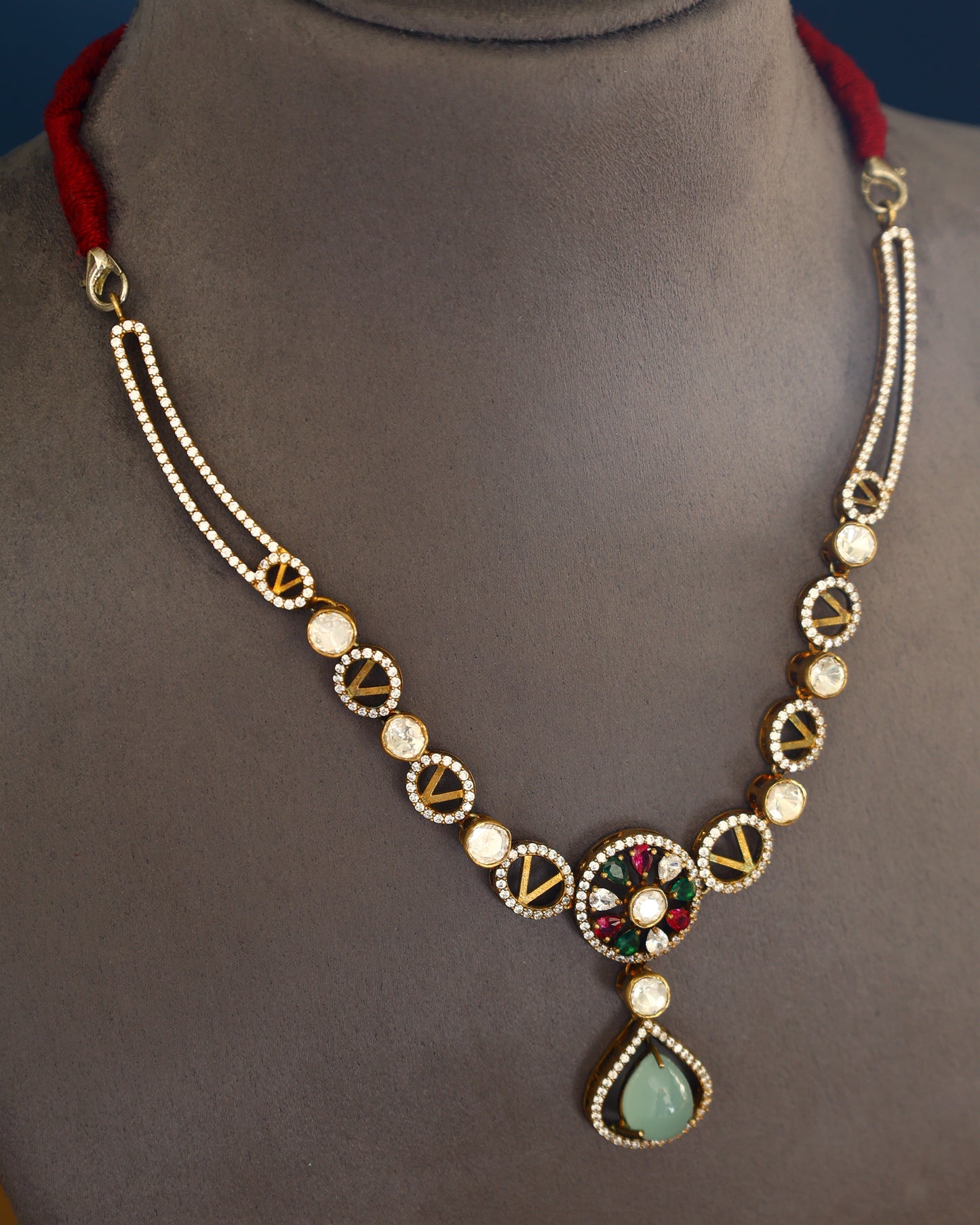 Handcrafted Necklace in 92.5 Silver with Moissanite