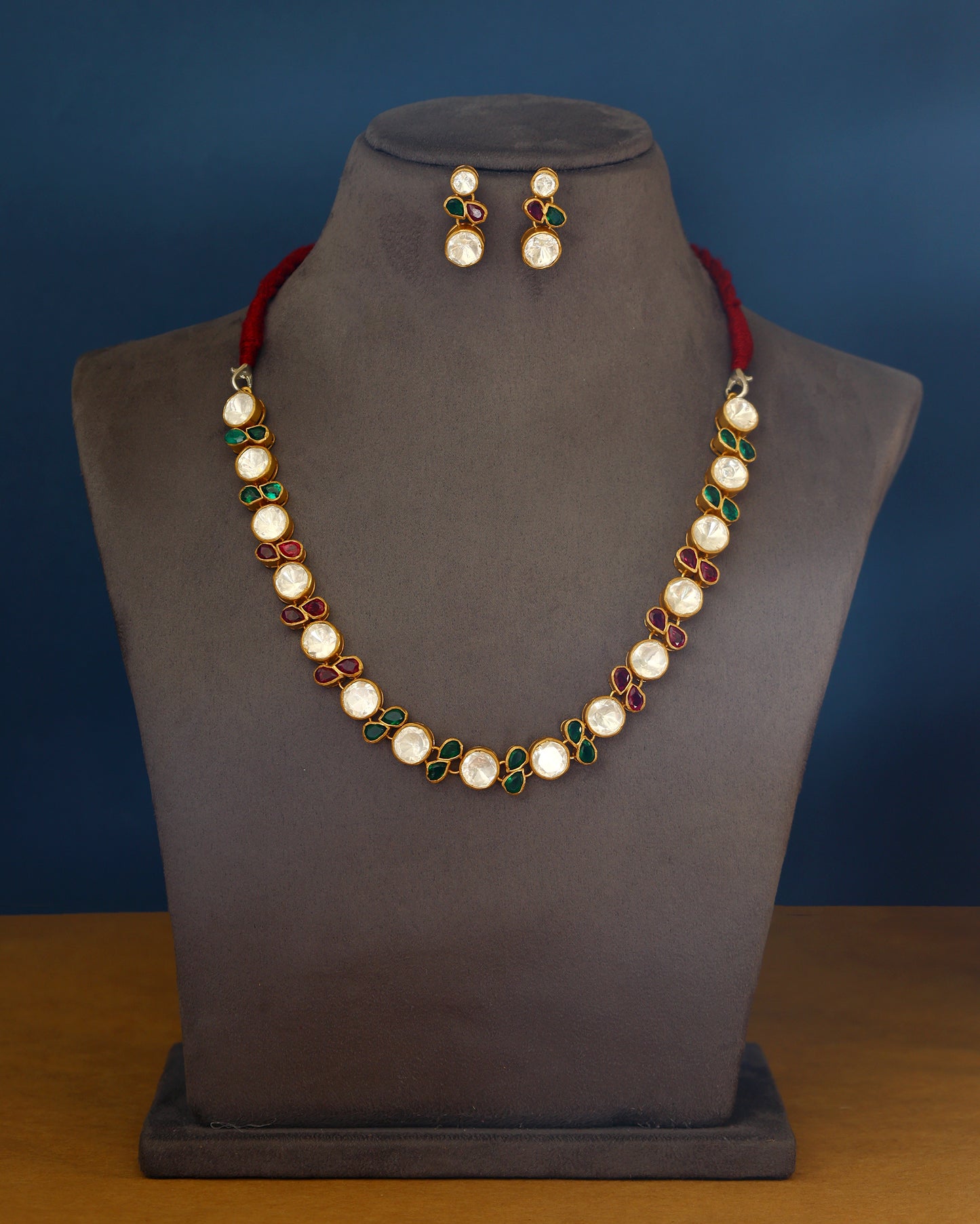 Handcrafted Necklace Set in 92.5 Silver with Moissanite