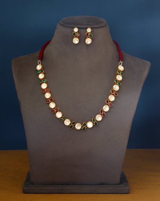 Handcrafted Necklace Set in 92.5 Silver with Moissanite