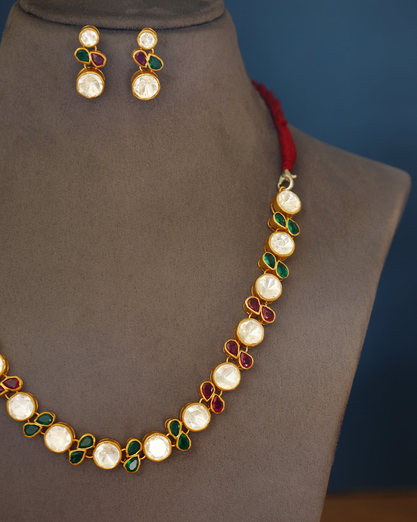 Handcrafted Necklace Set in 92.5 Silver with Moissanite