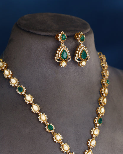 Handcrafted Necklace Set in 92.5 Silver with Moissanite