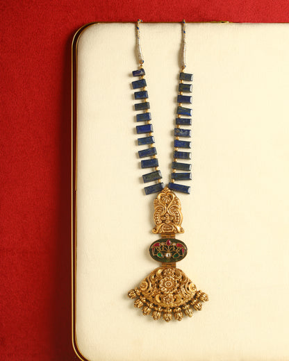 Handcrafted Necklace in 92.5 Silver with Lapis, Agate