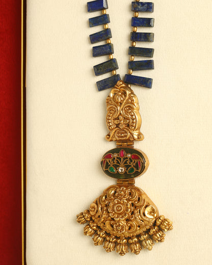 Handcrafted Necklace in 92.5 Silver with Lapis, Agate