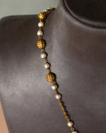 Handcrafted Necklace in 92.5 Silver with Lapis, Pearls