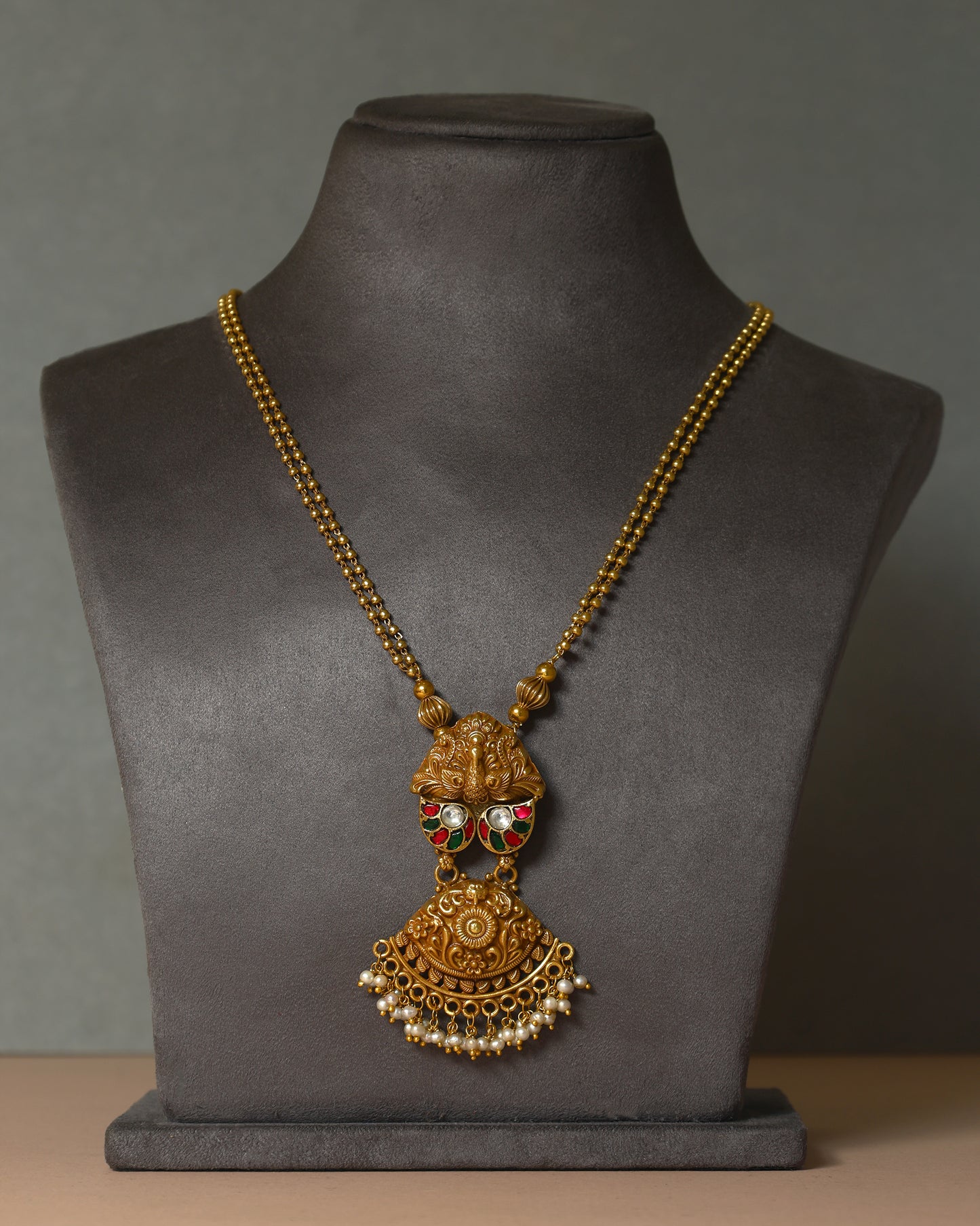 Handcrafted Necklace in 92.5 Silver with Pearls, Kundan (Copy)