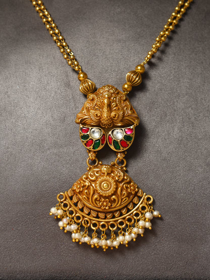 Handcrafted Necklace in 92.5 Silver with Pearls, Kundan (Copy)