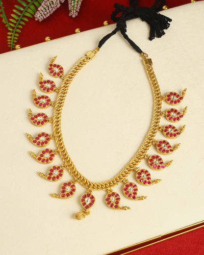 Handcrafted Necklace in 92.5 Silver with Kundan