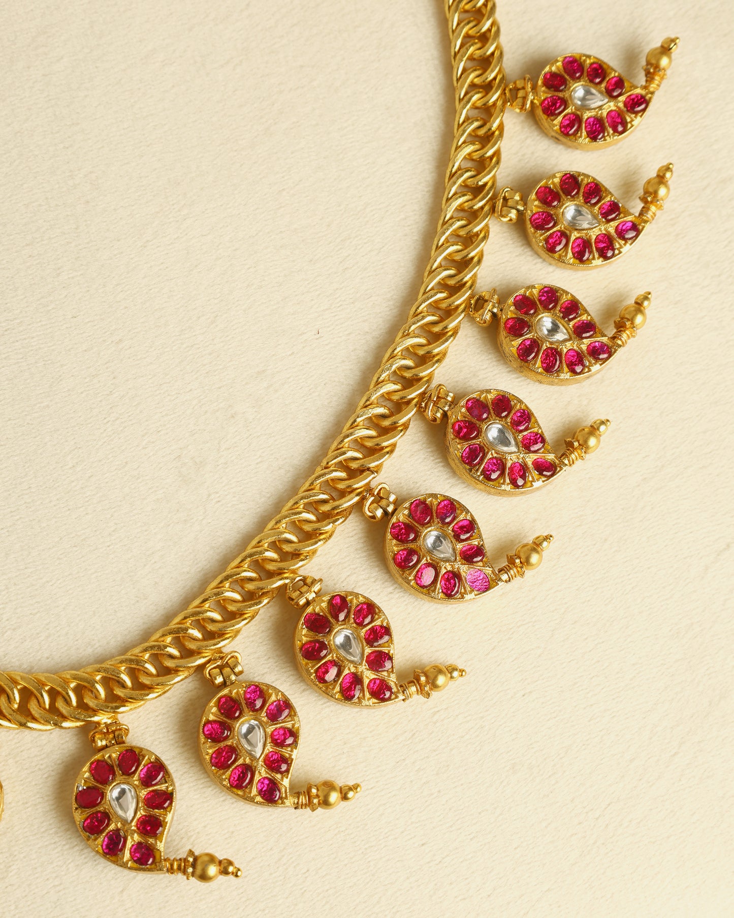 Handcrafted Necklace in 92.5 Silver with Kundan