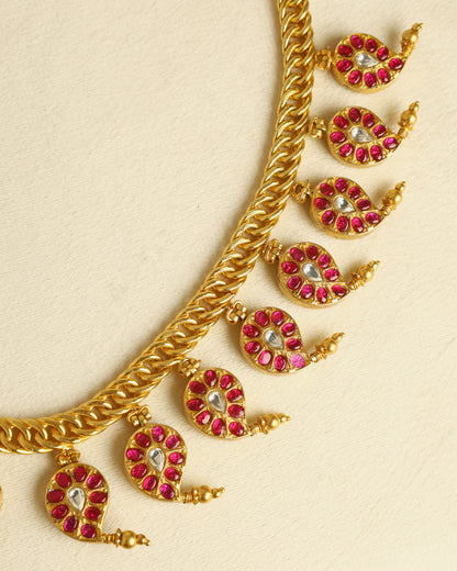 Handcrafted Necklace in 92.5 Silver with Kundan