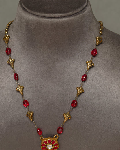 Handcrafted Necklace in 92.5 Silver with Kundan