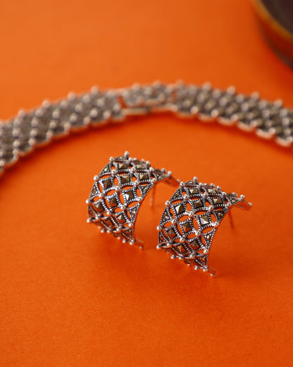 Handcrafted Necklace Set in 92.5 Silver with Marcasite