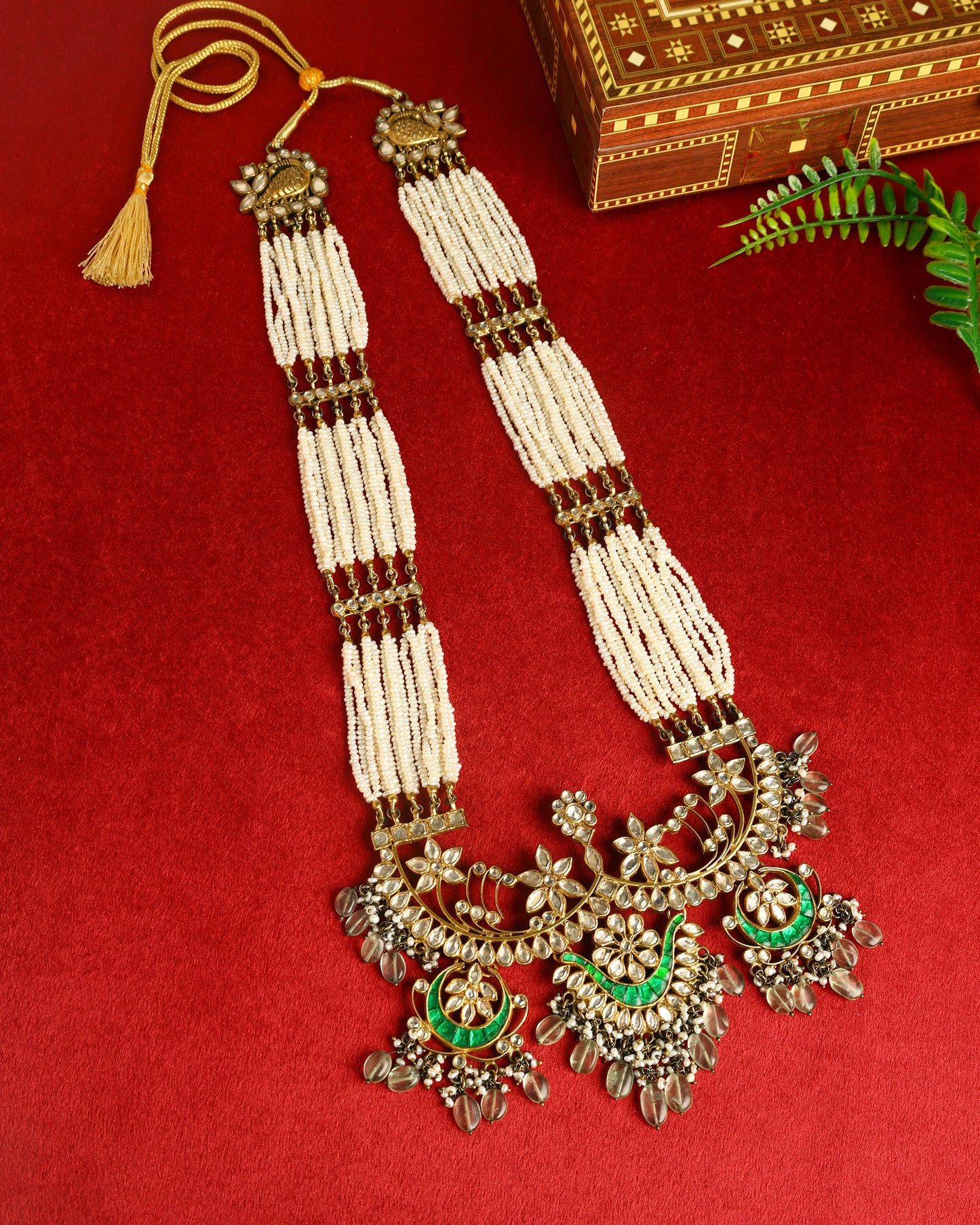 Handcrafted Necklace in 92.5 Silver with Kundan