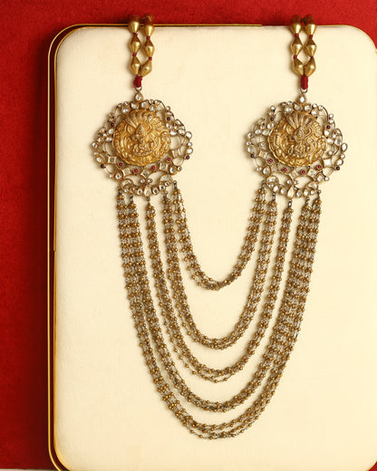 Handcrafted Necklace in 92.5 Silver with Kundan