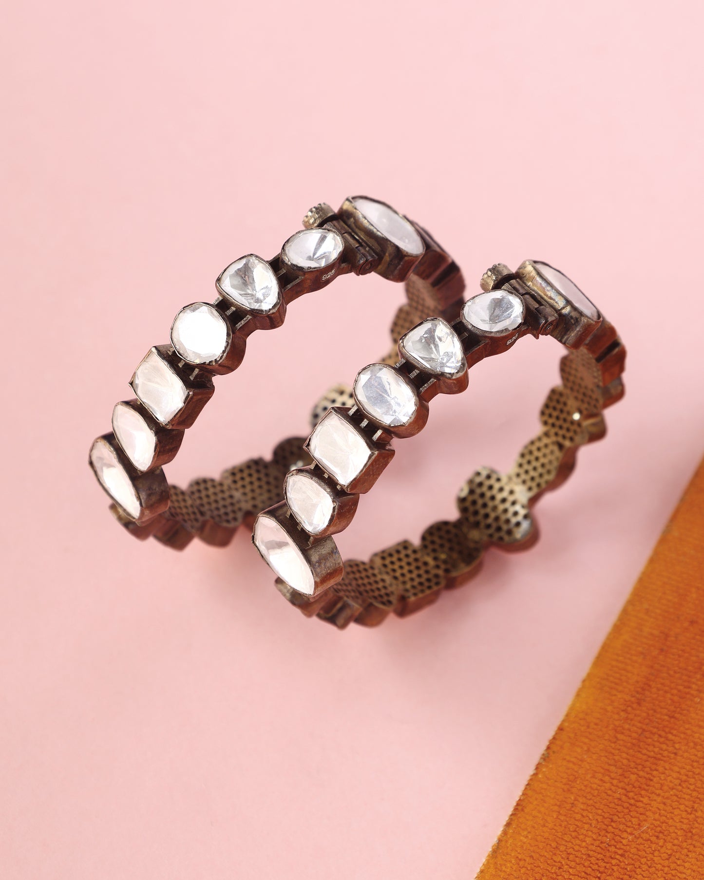 Handcrafted Bangles in 92.5 Silver with Moissanite