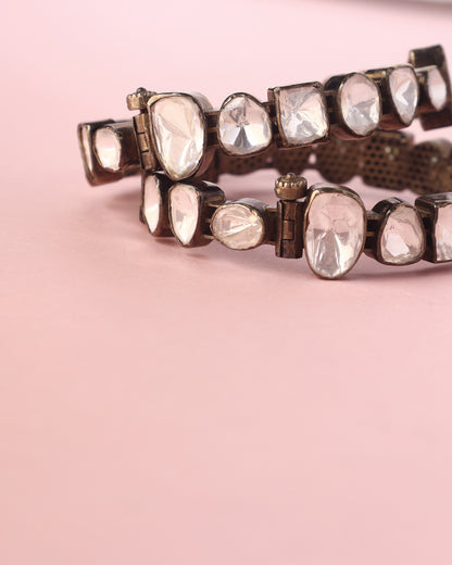 Handcrafted Bangles in 92.5 Silver with Moissanite