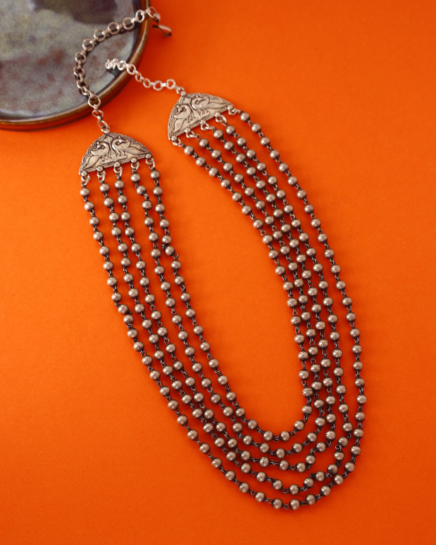 Vintage Beaded Handcrafted Necklace in 92.5 Silver