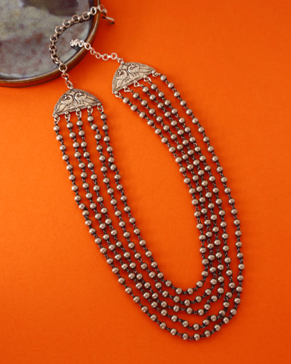 Vintage Beaded Handcrafted Necklace in 92.5 Silver