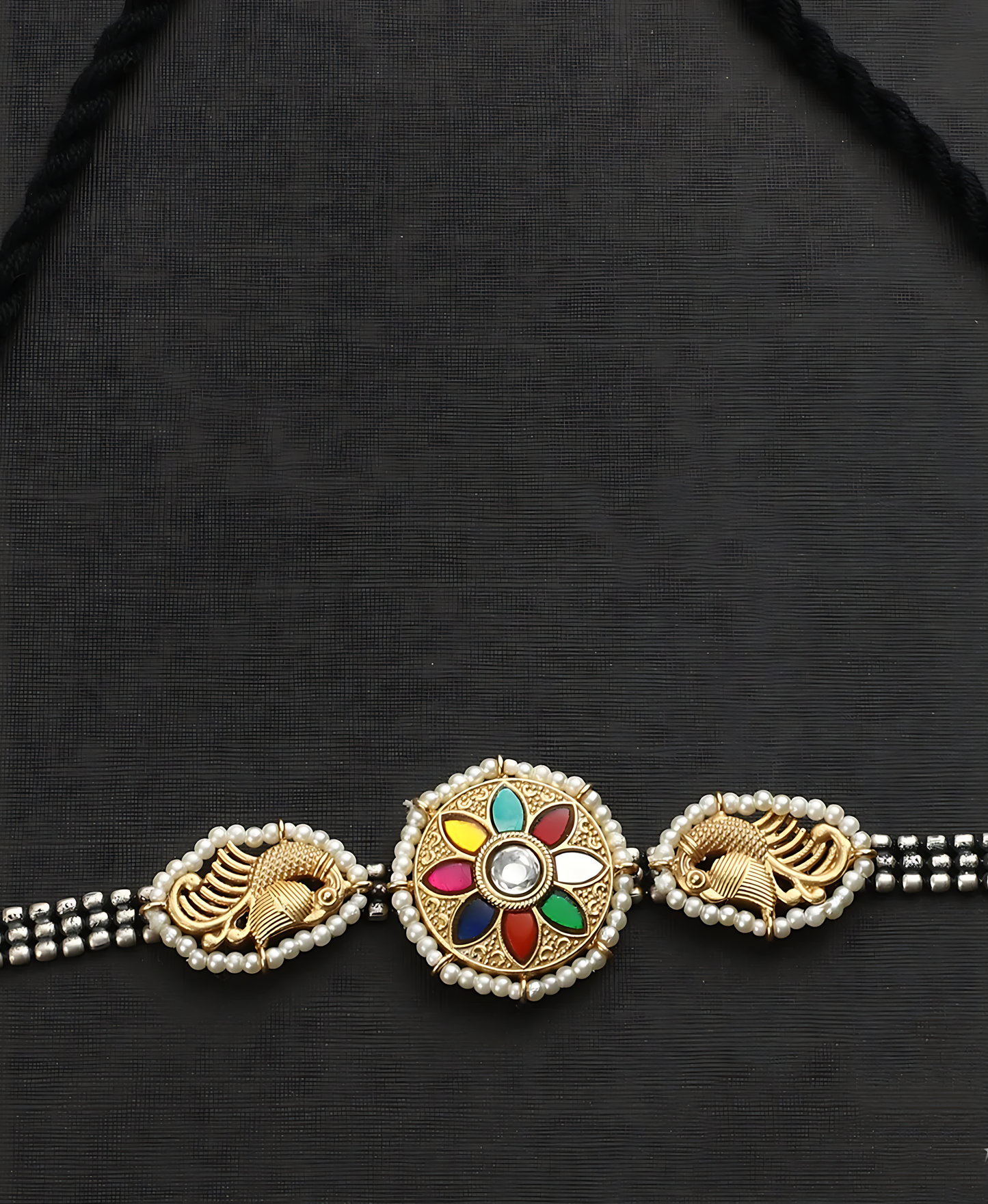 Navratna Kundan Silver Choker