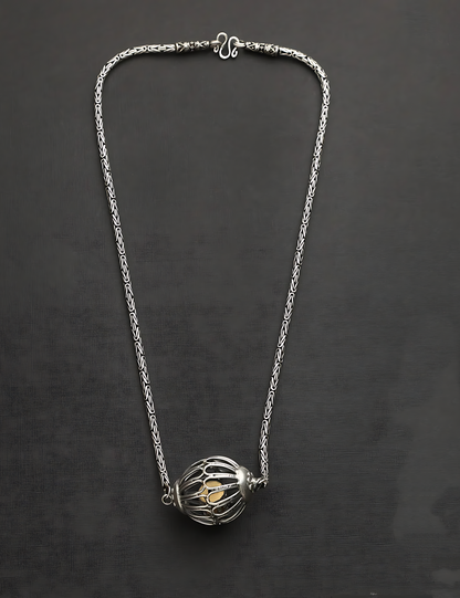 Silver Ball Necklace with Kundan