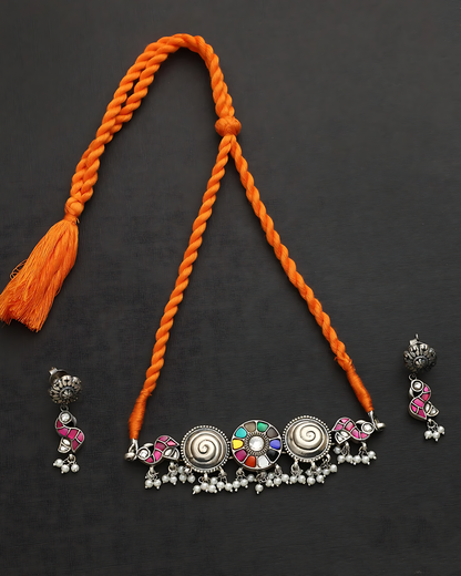 Navratna Kundan Choker Set with Earrings