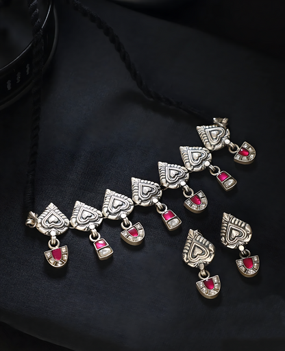 Pink Kundan Choker set with earrings