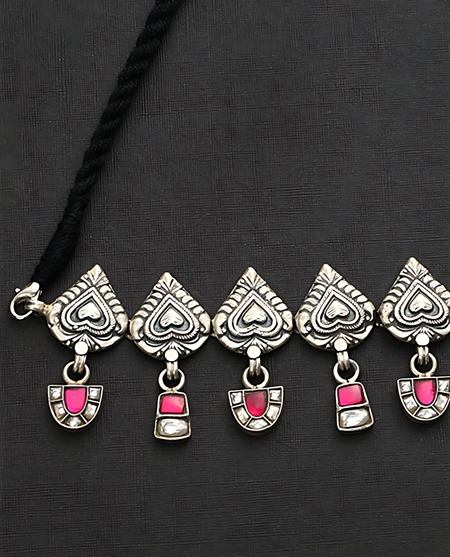 Pink Kundan Choker set with earrings