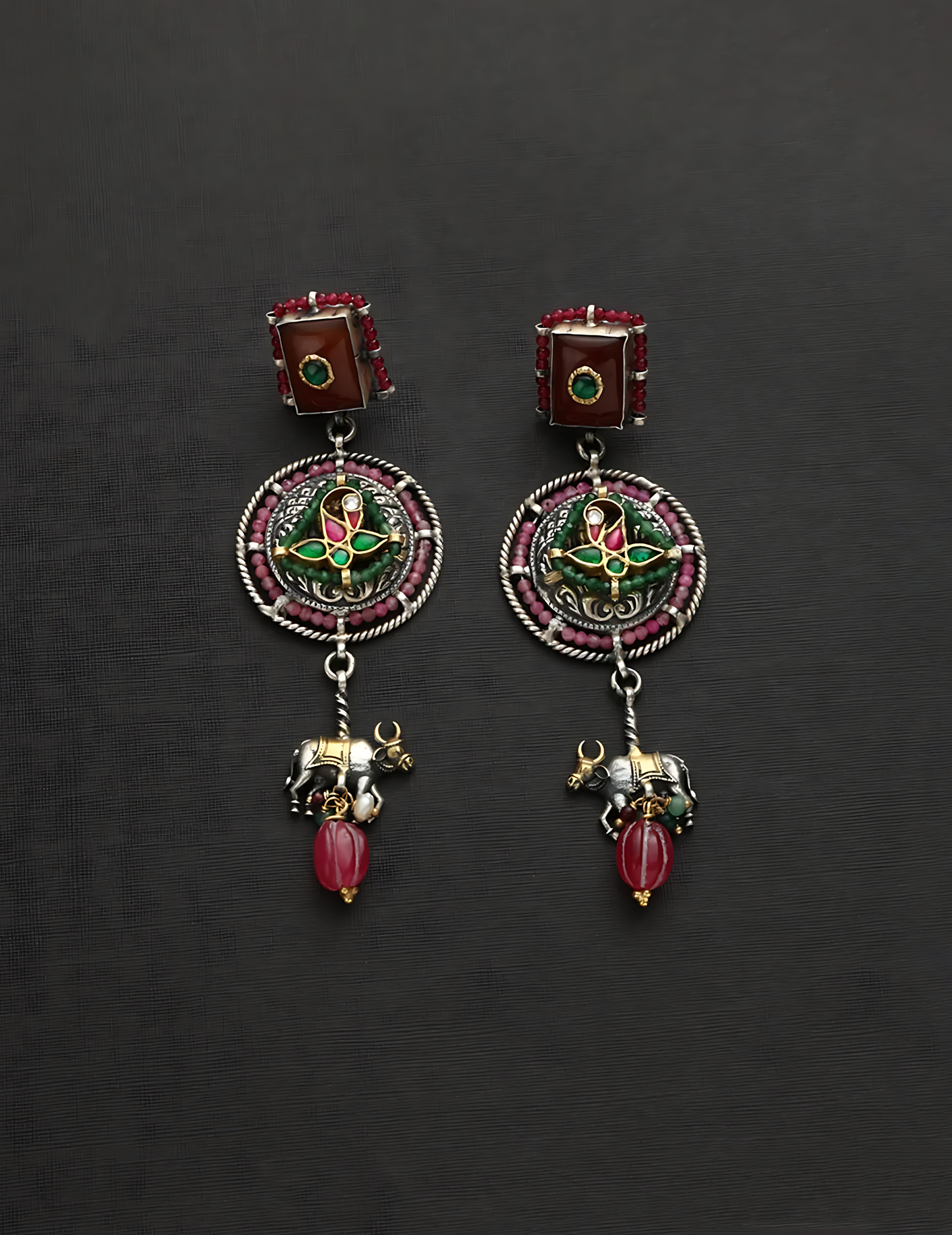 Nandi Silver Fusion Kundan Earrings