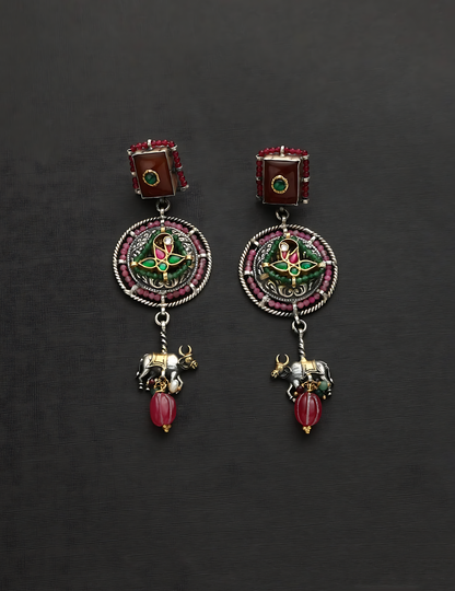 Nandi Silver Fusion Kundan Earrings