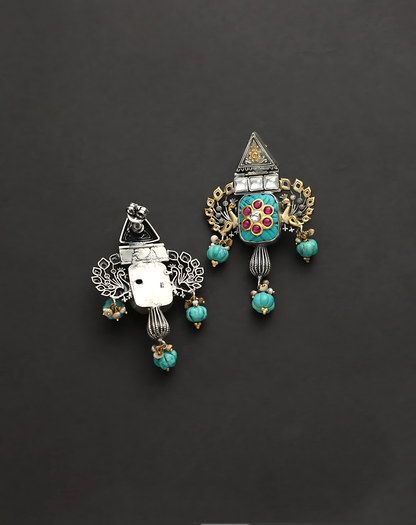 Turquoise Silver Fusion Earrings