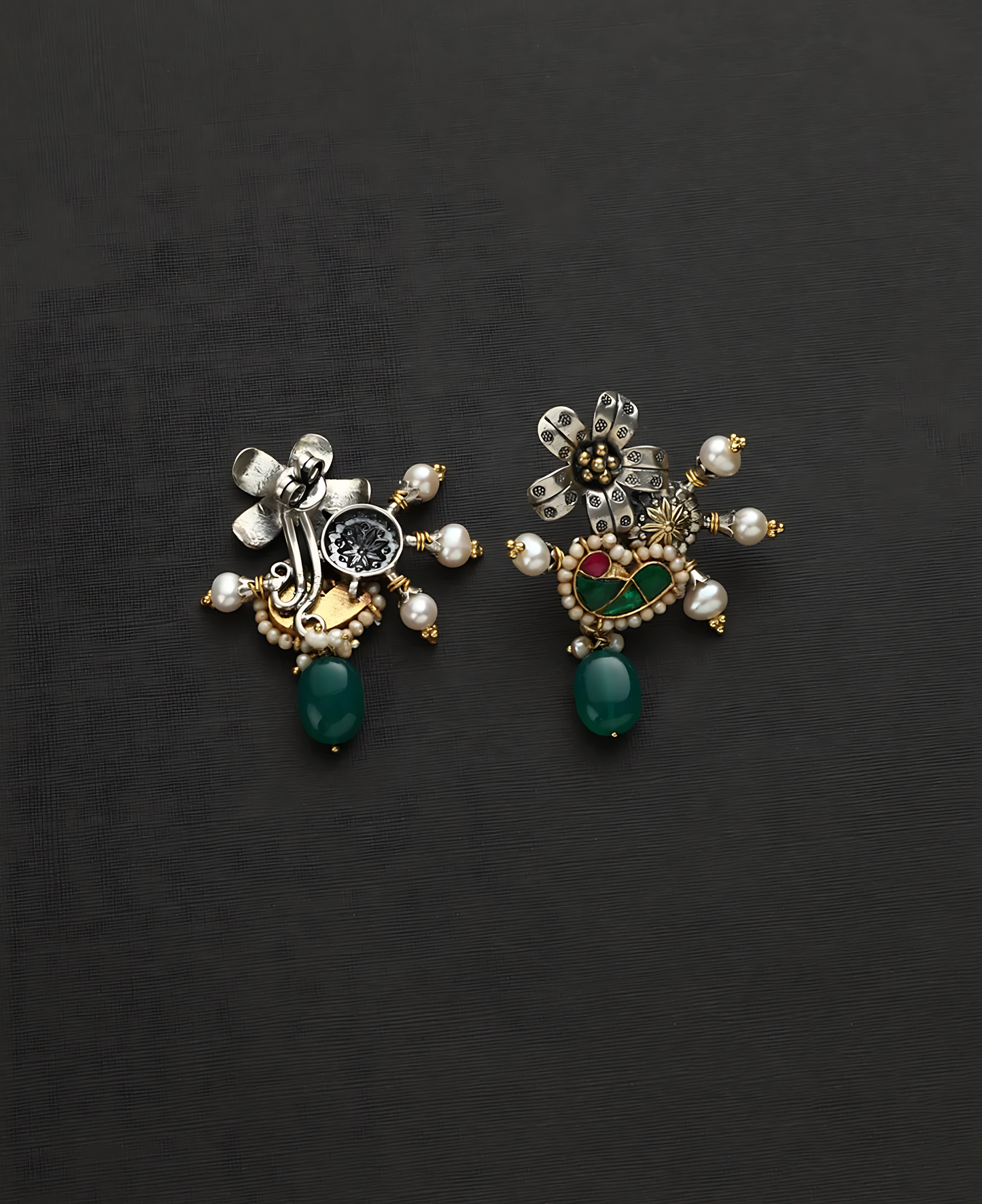 Floral Pearl Kundan Fusion Earrings