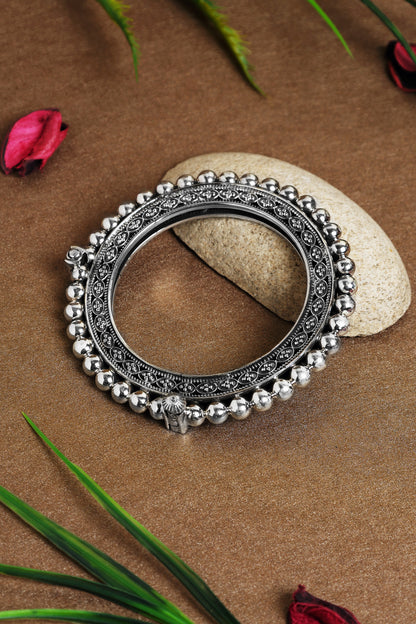 Silver Beaded Ball Intricate Kada