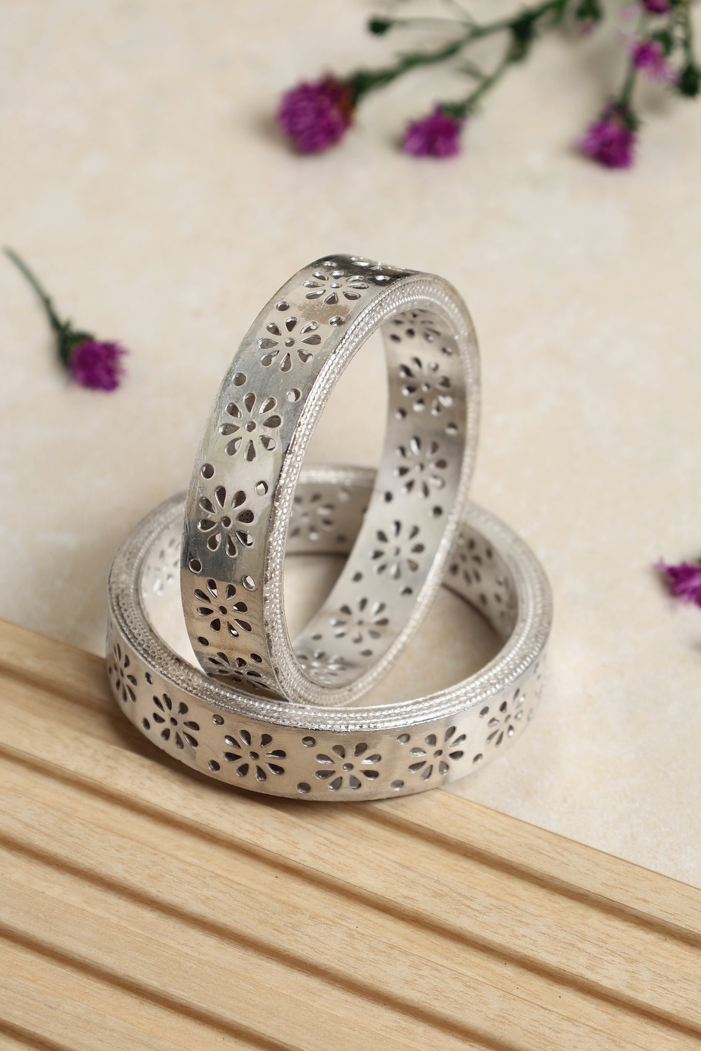 Silver Intricate Cut Bangles