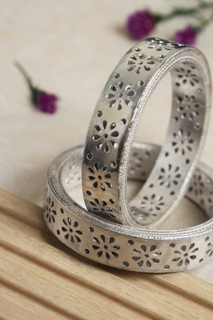 Silver Intricate Cut Bangles