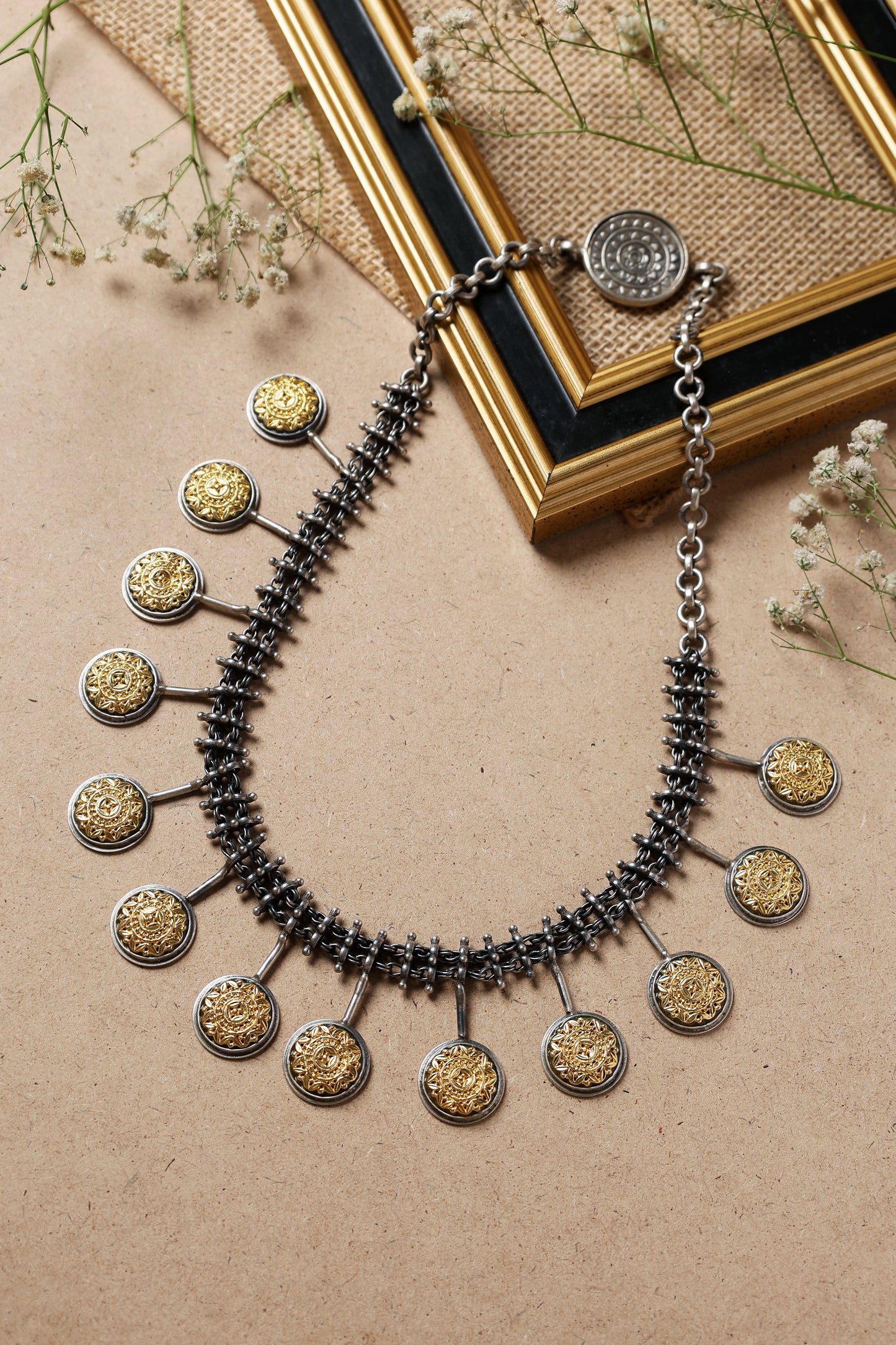 Dual Tone Coin Silver Necklace