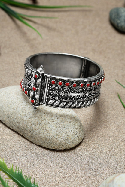 Coral Silver Intricate Kada