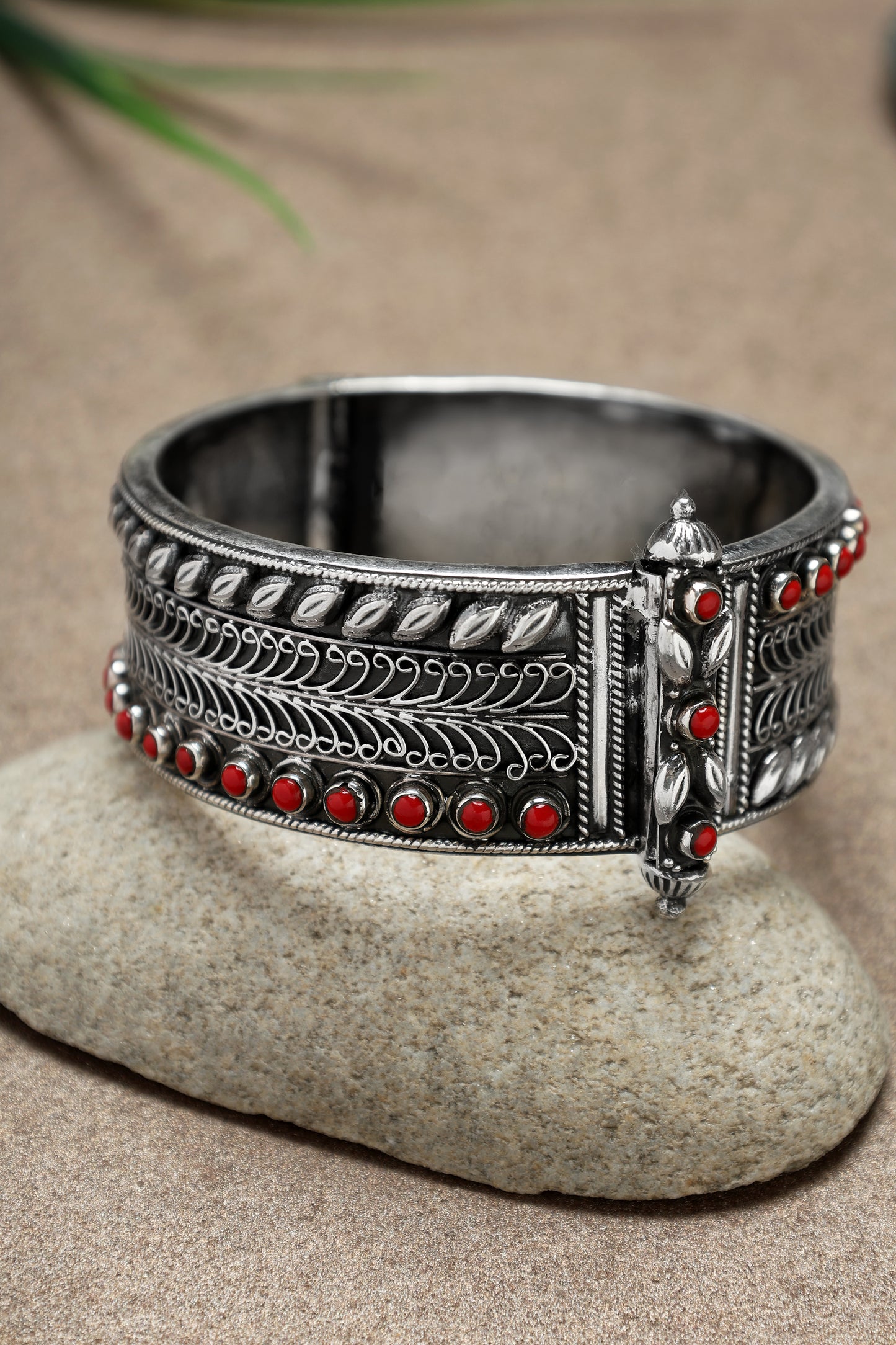 Coral Silver Intricate Kada