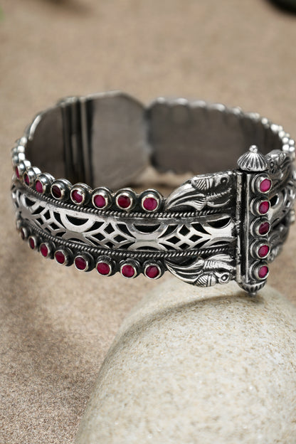 Ruby Tribal Silver Kada