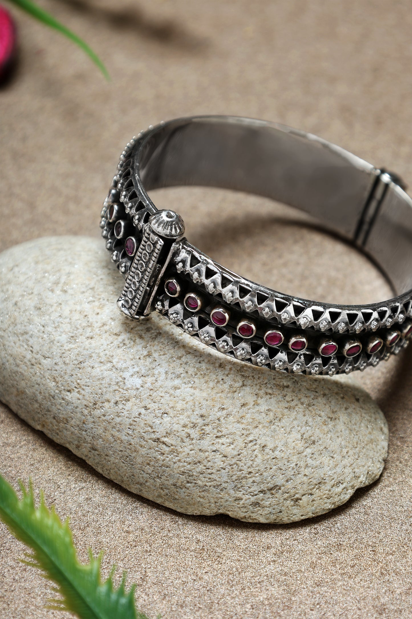 Ruby Vintage Silver Kada