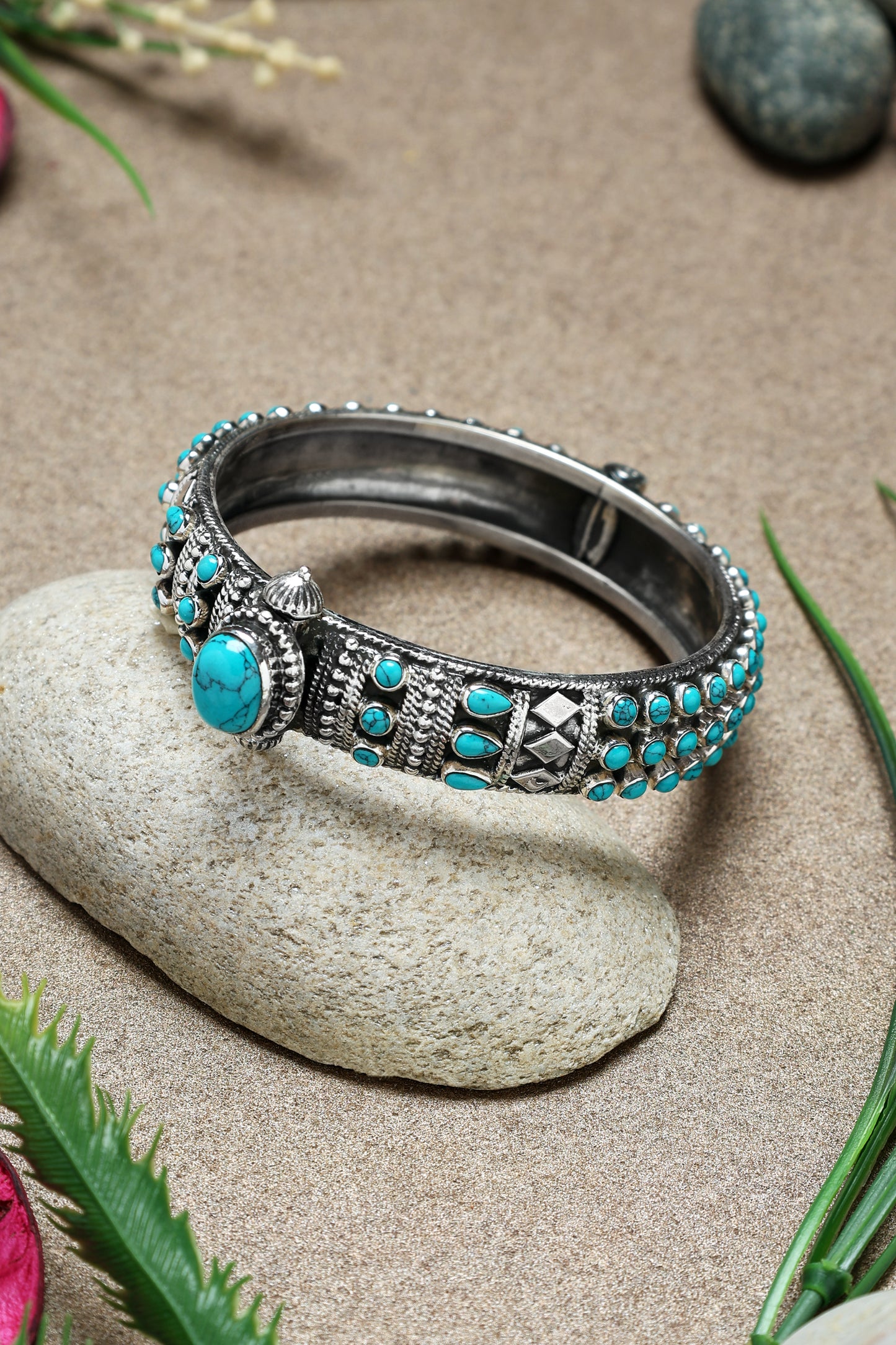 Turquoise Traditional Silver Kada