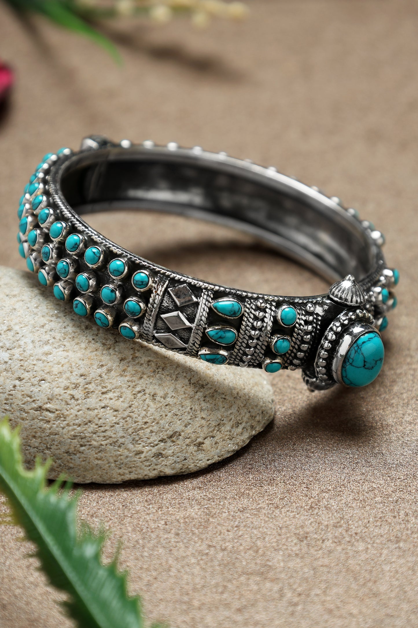 Turquoise Traditional Silver Kada